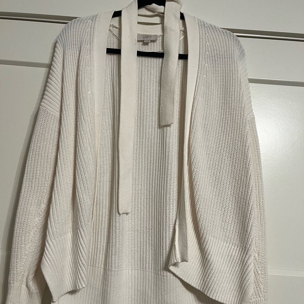 LOFT Cream Knit Cardigan